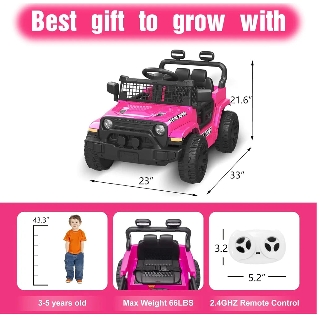 12V Remote Control Toddler Ride On Car with Spring Suspension & LED Music