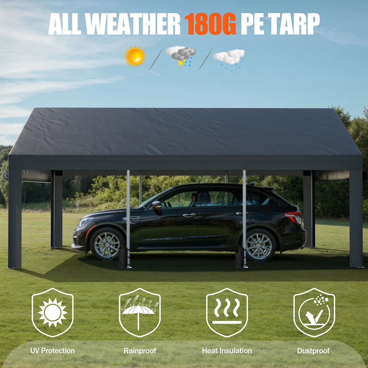 12 Ft. W X 20 Ft. D Heavy Duty Carport Portable Garage