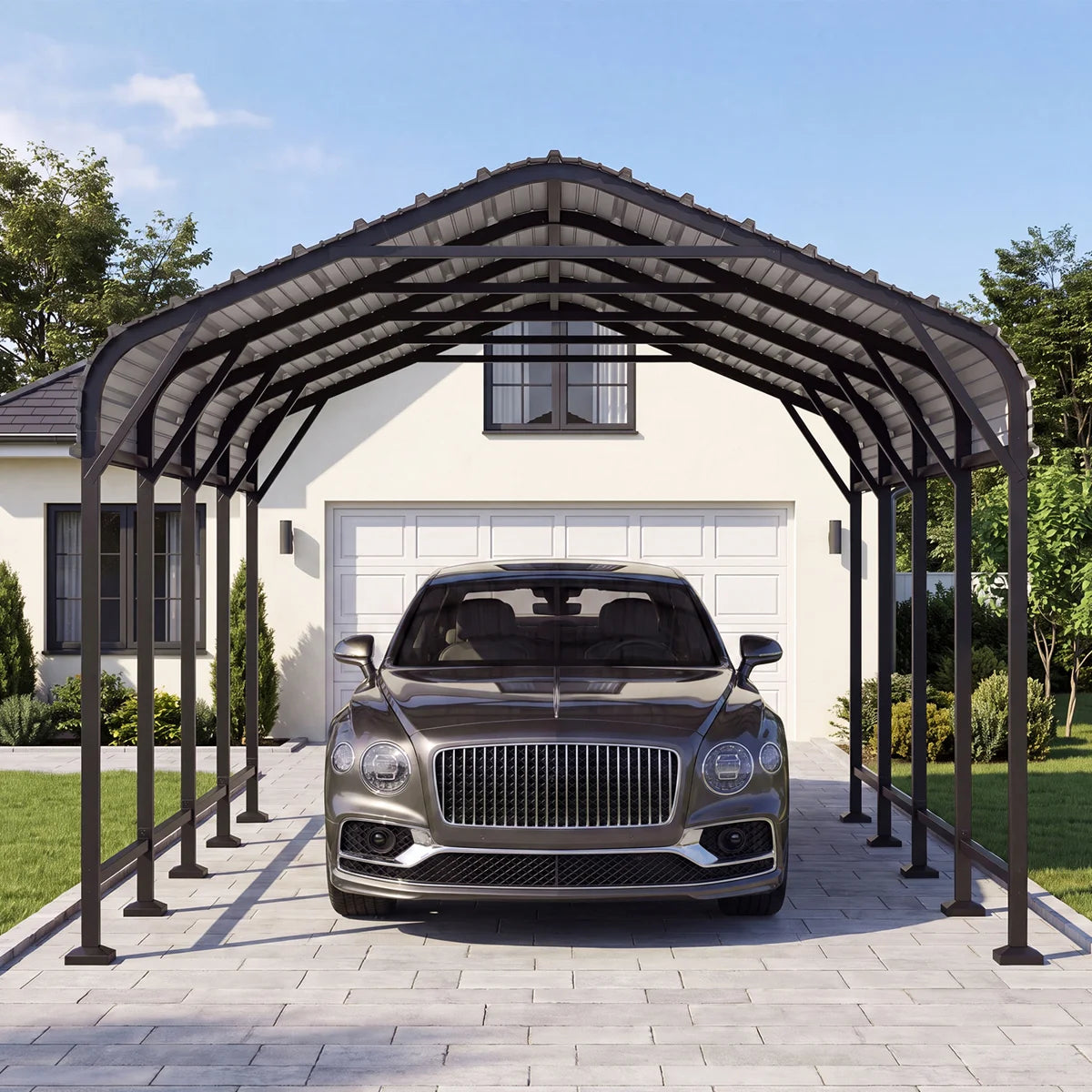 12 Ft. W X 20 Ft. D Heavy Duty Carport With Galvanized Steel Roof