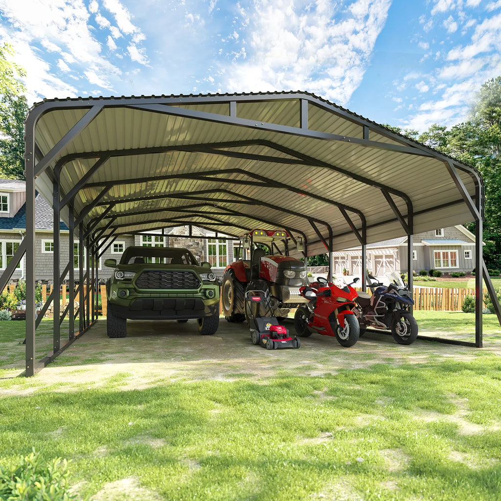 20 ft. W x 30 ft. D Metal Carport with Reinforced Heavy-Duty Steel Frame, Outdoor Canopy Shelter for Multiple Vehicles