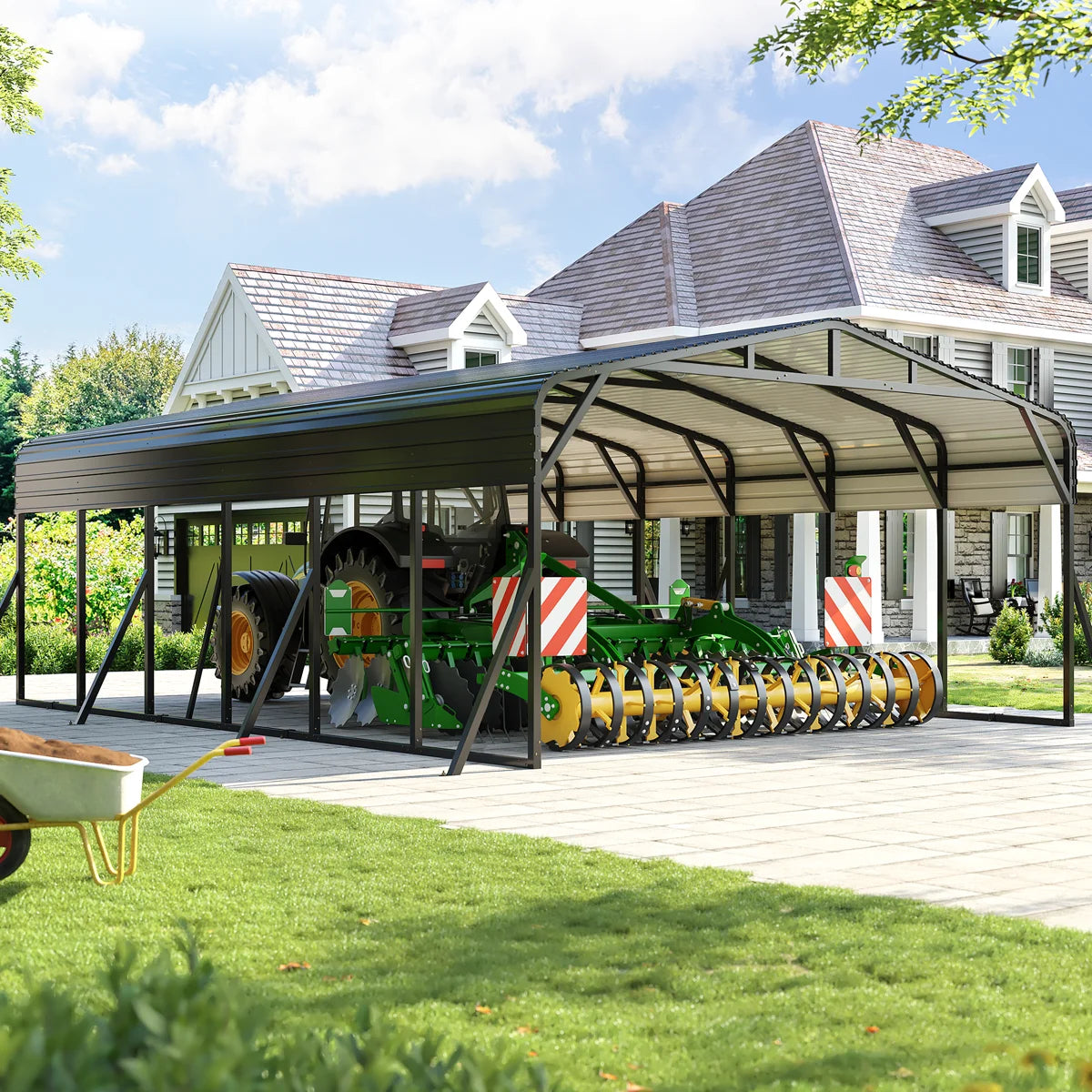 20 ft. W x 30 ft. D Metal Carport with Reinforced Heavy-Duty Steel Frame, Outdoor Canopy Shelter for Multiple Vehicles