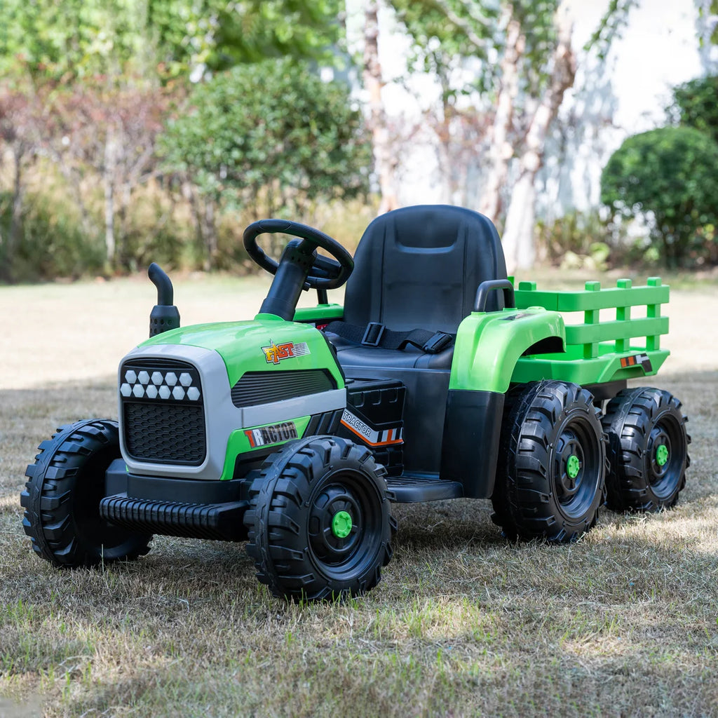24V Kids Ride On Tractor with Trailer, 400W Motor 6-Wheel Electric Farm Truck, Parent Remote, Bluetooth, Soft Start, 3-Speed,Toy Gift for Kids