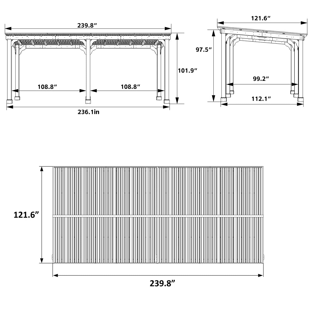 Solid Wood Carport Gazebo